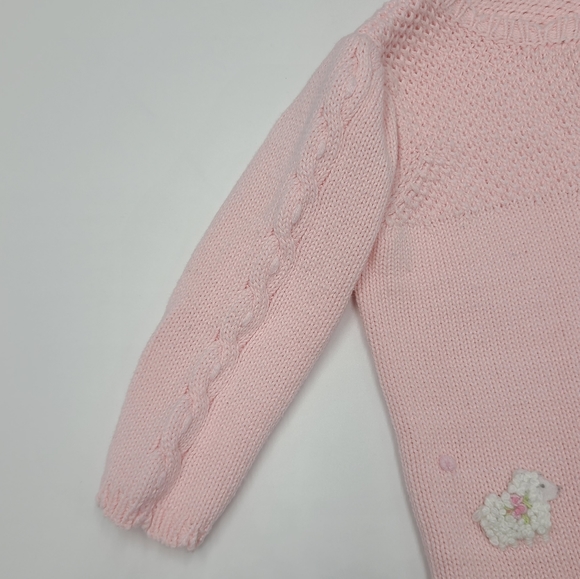 Hartstrings baby girl pink lamb cardigan sweater size 6-9 months - Picture 4 of 5